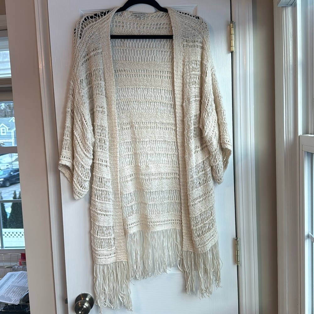 Fringe Open Front Sweater